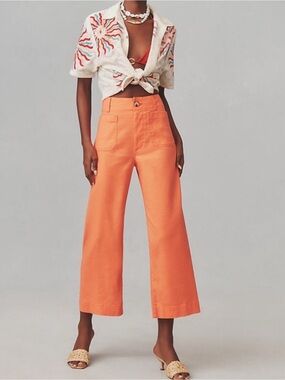 Maeve Colette Coral Wide Leg Crop Pants NEW